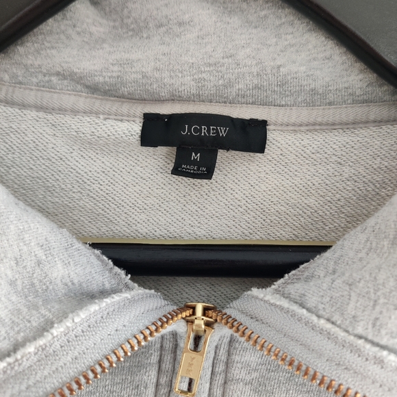 J. Crew Grey Oversized University Terry Cotton Half Zip Tunic w/ Pockets Medium - Picture 6 of 8